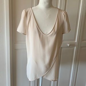 GOTHA ITALIA, VISCOSE BLEND, IVORY/BLUSH, FLOWING BLOUSE - SIZE 4
